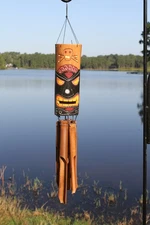 1-TIKI MASK Wind Chime,Tropical Decor,Bamboo Tubes,All Occasion Gifts, G-112