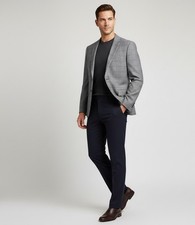 Jos A Bank Mens Travel Tech Wool Windowpane Gray Sport Coat Blazer Jacket 40 R