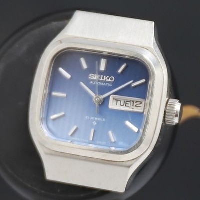 Seiko 2906-3050 Automatic 21 Jewels Blue Dial Day Date Damenuhr