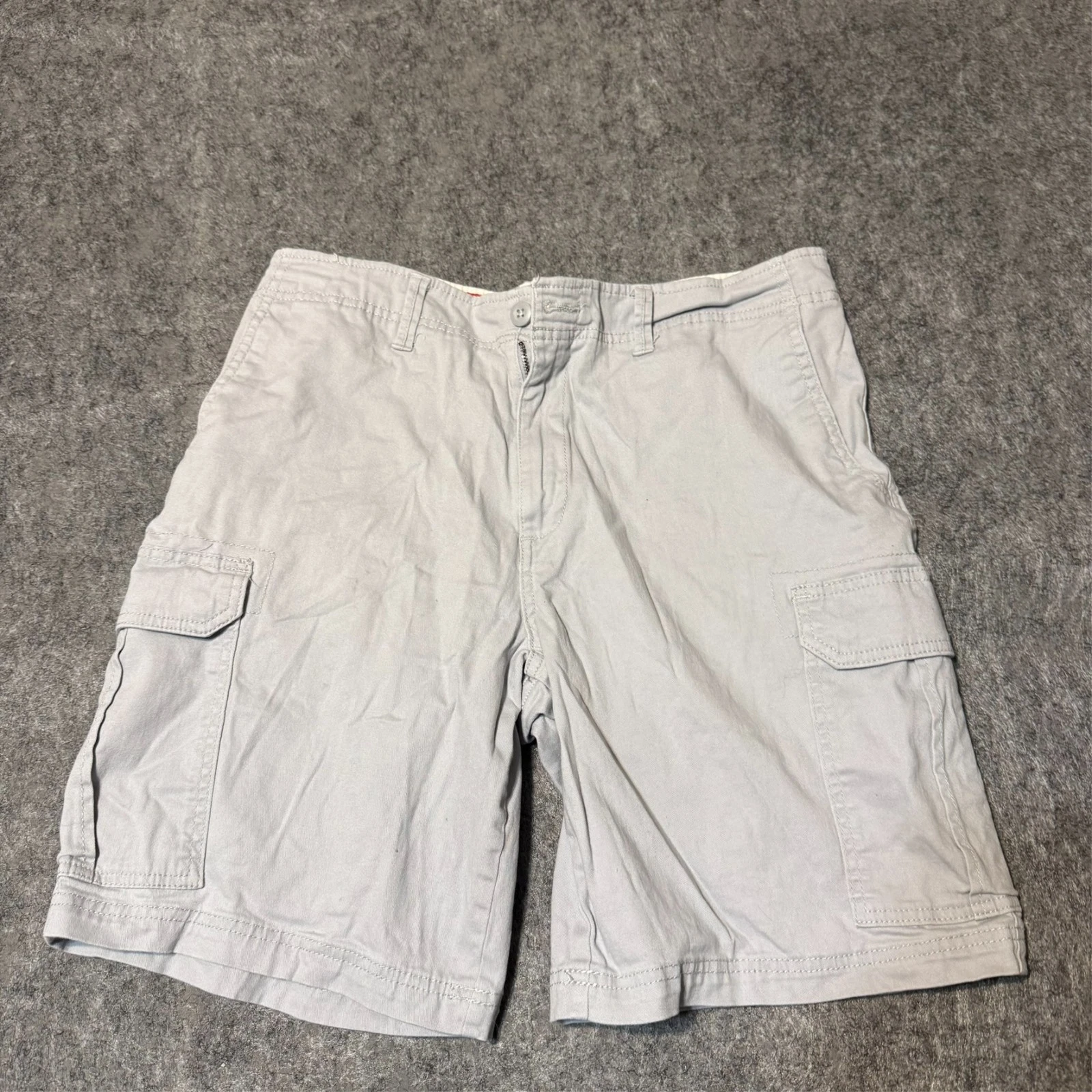 George Mens Cargo Shorts Size 6 Light Grey Pockets Comfort Stretch Casual