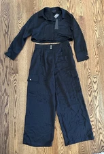 NWT House of Harlow 1960 Black Cropped Jacket and Pants Set Size Large