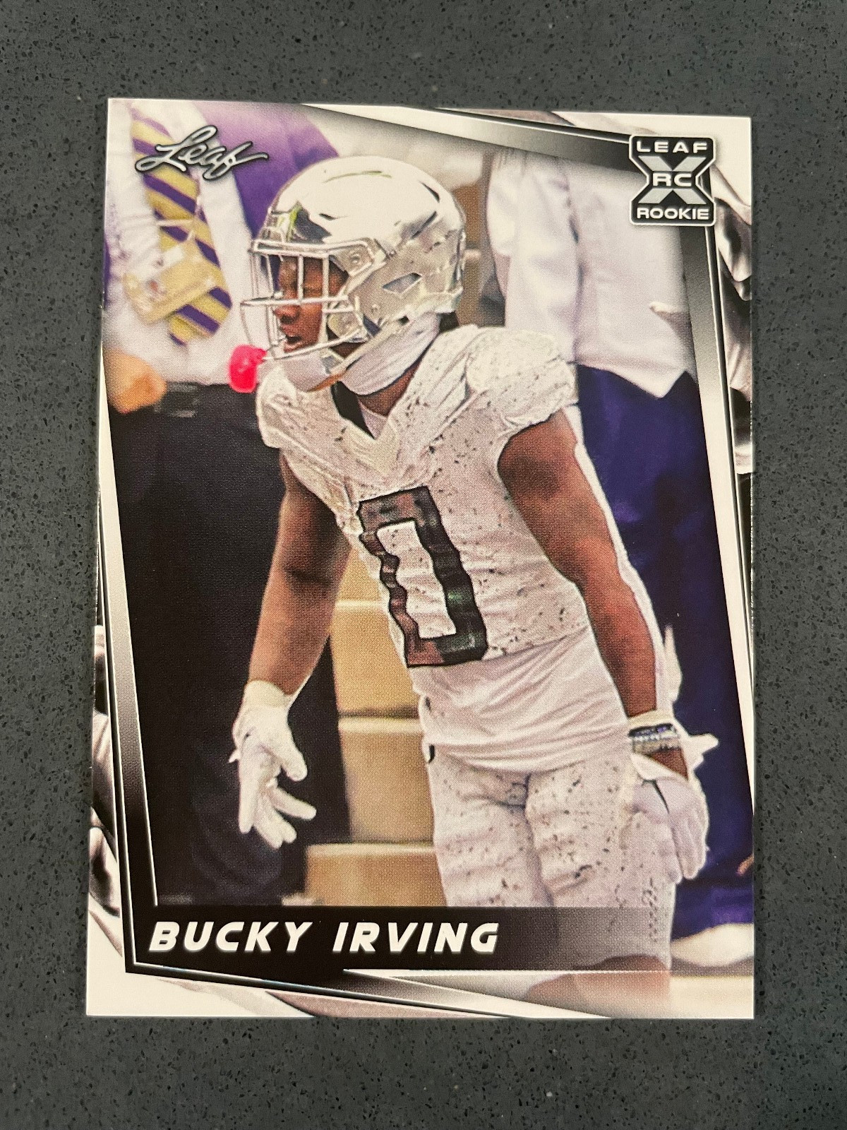 Bucky Irving Leaf Football #47 Base