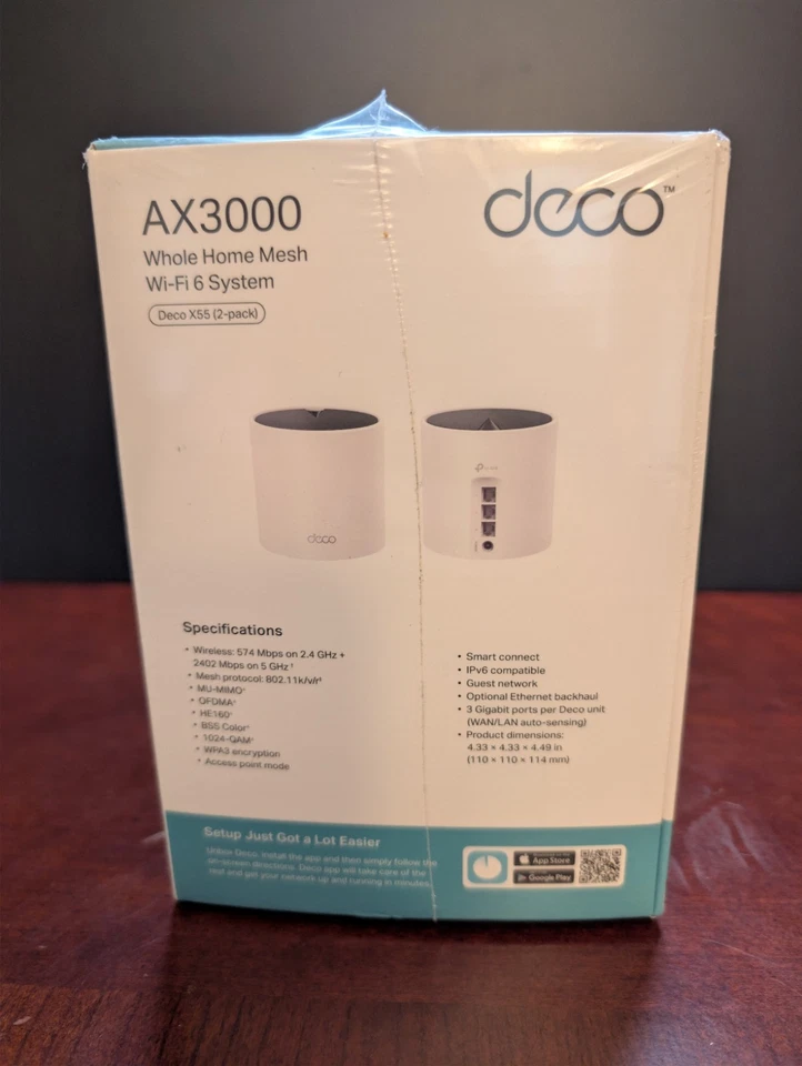 TP-LINK Deco X55 AX3000 Whole Home Mesh Wi-Fi 6 System (2-Pack) 4500 Sq. Feet - Image 4 of 4
