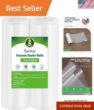 Customizable Length Vacuum Sealer Bags, 8" x 20' - 2 Pack for Food Storage