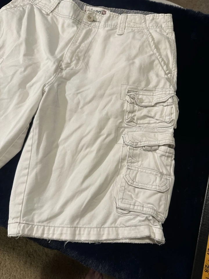 Shorts Plugg Cargo Masculino Skatista Thrashed Grunge Anos 90 Branco Tamanho 31 - Imagem 2 de 4