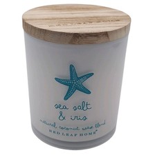 Red Leaf Home Sea Salt  Iris Candle 11oz Coconut Wax Clean Burn Coastal Jar