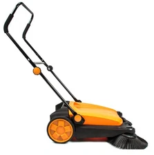 Walk-Behind Manual Push Floor Sweeper - 6.6 Gallon Capacity, 27.5 Sweeping