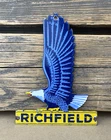 VINTAGE 7x5" RICHFIELD EAGLE GASOLINE GAS PUMP STATION PORCELAIN MOTOR OIL SIGN