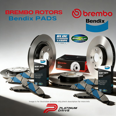 Full Set Brembo Disc Rotors+Bendix Brake Pads for Toyota LandCruiser J100 98-07
