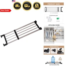 Expandable Metal Closet Shelf Rod Organizer Storage Rack for Cabinets Wardrob...