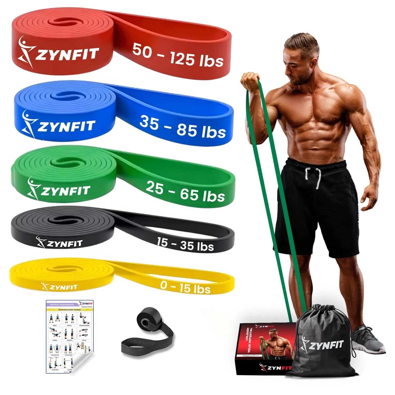 5-Level Resistance Bands Set with Door Anchor - Pull Up Assistance & Home Gym Wo