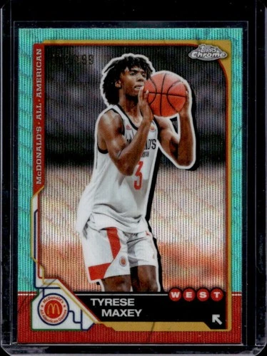 2025 Topps Chrome McDonald's All-American Tyrese Maxey Aqua Wave Refractor #/199