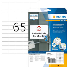 Self Adhesive Removable Multi-Purpose Labels, 65 Labels per A4 Sheet, 1625 Label