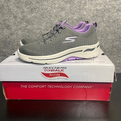 Skechers Womens Go Walk Arch Fit Unify Sneaker Size 7 Gray Lavender Mesh Shoes