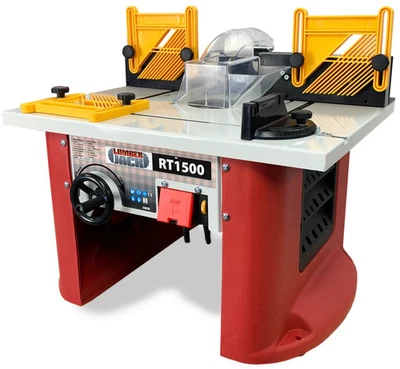 LUMBERJACK 1500 W Frästisch variable Geschwindigkeit Aluminium Oberfläche Doppel Spannzangen Zaun Staubanschluss