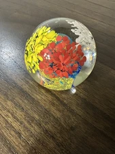 Paper Weight  Glass Art Multi Colored Floral- NICE