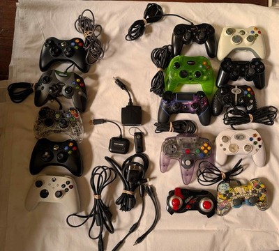Lot of 15 Video Game Controllers & Accessories - Sony, Microsoft, Mad Catz, More