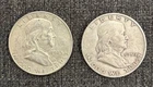 (2X) 90% Silver Franklin Half Dollar Average Circulated - 1948 & 1950