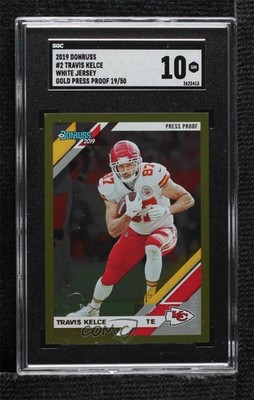2019 Panini Donruss Press Proof Gold 19/50 Travis Kelce #2 SGC 10 GEM 16rf