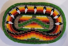Vintage Native American Multicolor Beaded Belt Buckle