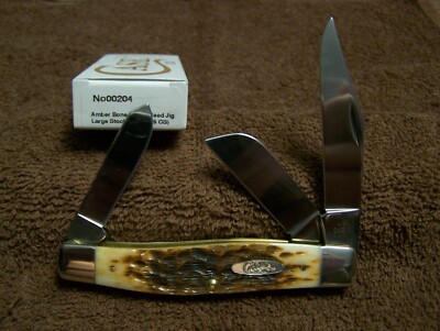 CASE XX AMBER JIGGED BONE 6375 CS Large Stockman Knife 00204  CARBON STEEL 204