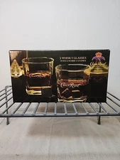 Crown Royal Whiskey Glasses..2 (10oz) Gift Set w/4 Whiskey Stones. New in Box.