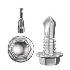 400pcs 8  1/2" Hex Washer Head Self Drilling Screws 410 Stainless Steel Metal