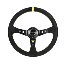 New 13.5in 350mm Suede Leather Stitch Deep Dish Sport Racing Car Steering Wheel
