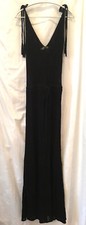 New Mango Black Maxi Dress 12-14 M/L Cotton Crochet 3/4 Lining FAB! 