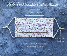 Floral Cloth Face Mask Pleated Cotton Nose Wire Filter Pocket Adjustable Earloop