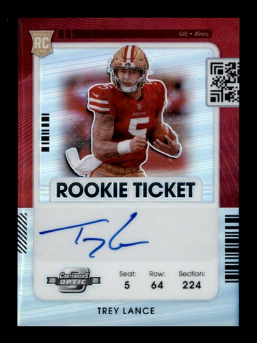 2021 Panini Contenders Optic Trey Lance #103 Silver RC Ticket Auto 49ers