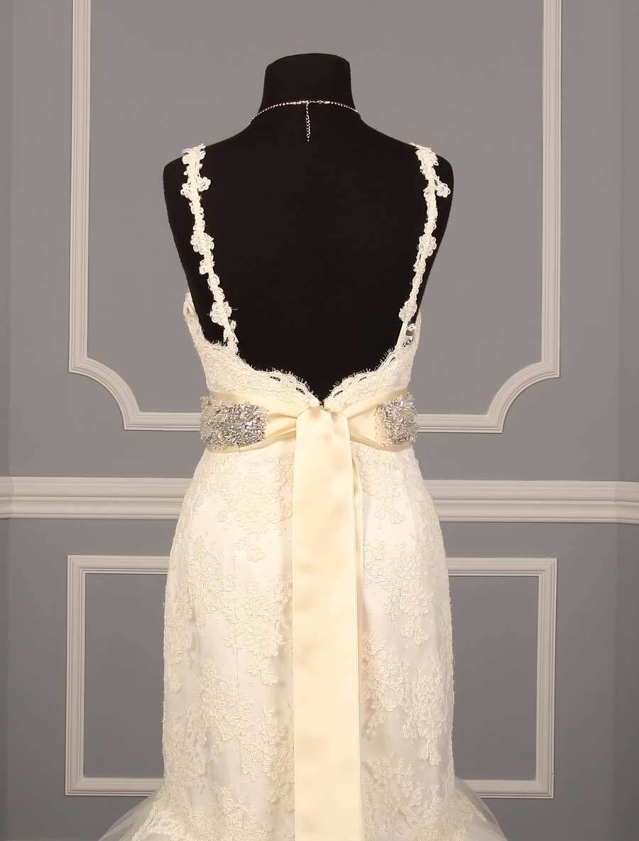 ANNE BARGE Bridal Sash Belt Ivory 572 Embellished Crystals Beading Satin Formal Anne Barge 572 B Cream Embellished Beaded Crystals Bridal  main image 4