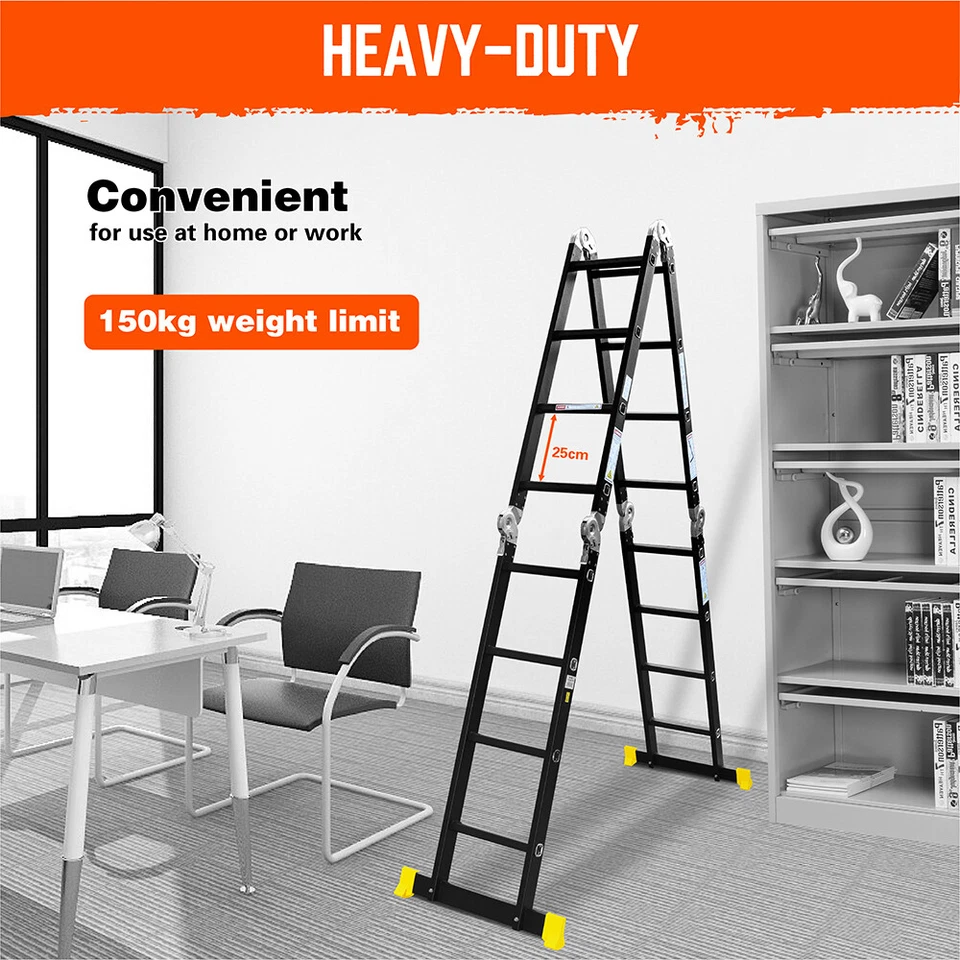 HORUSDY 3.7/4.7/5.7/6.7M Aluminium Folding Step Ladder Extension Multi-Purpose - image 4 of 4