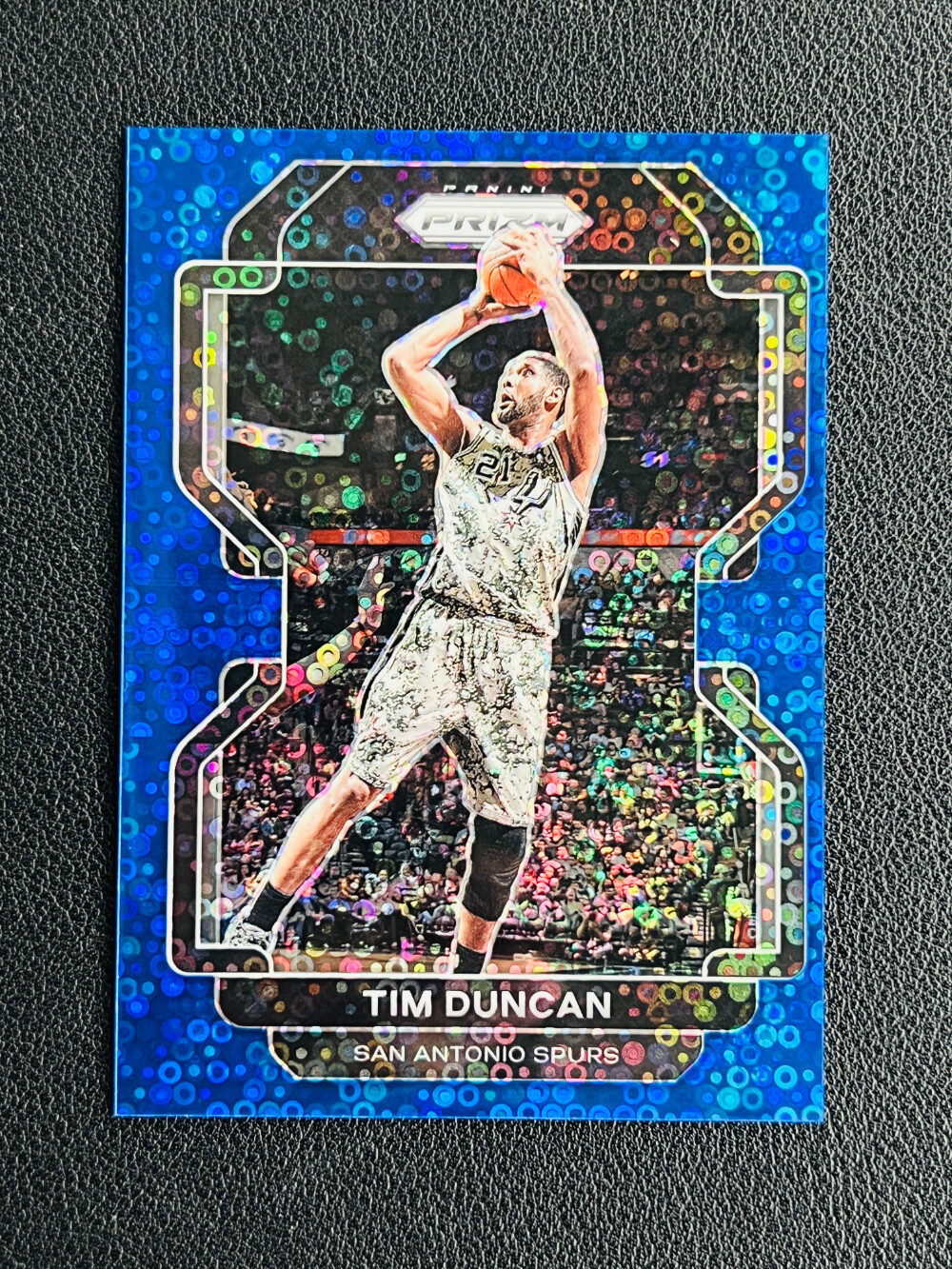 2021-22 Panini Prizm Tim Duncan Fast Break Blue Disco Prizm 097/150 Spurs -LUS