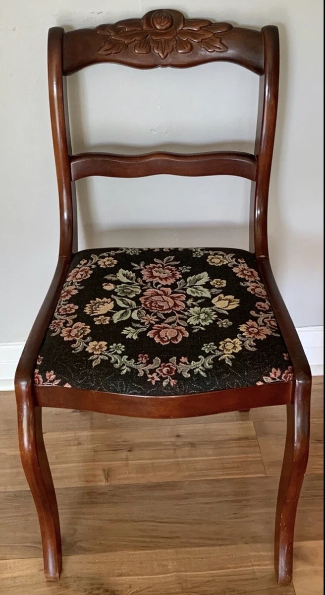 Vintage Rose Back Floral Needlepoint Chair The Jones Store