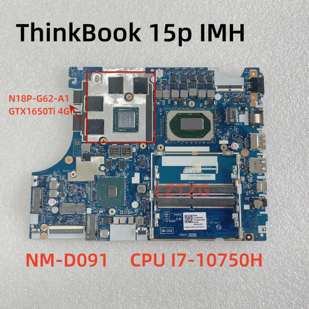 NM-D091 For Lenovo ThinkBook 15p IMH Motherboard I7-10750H