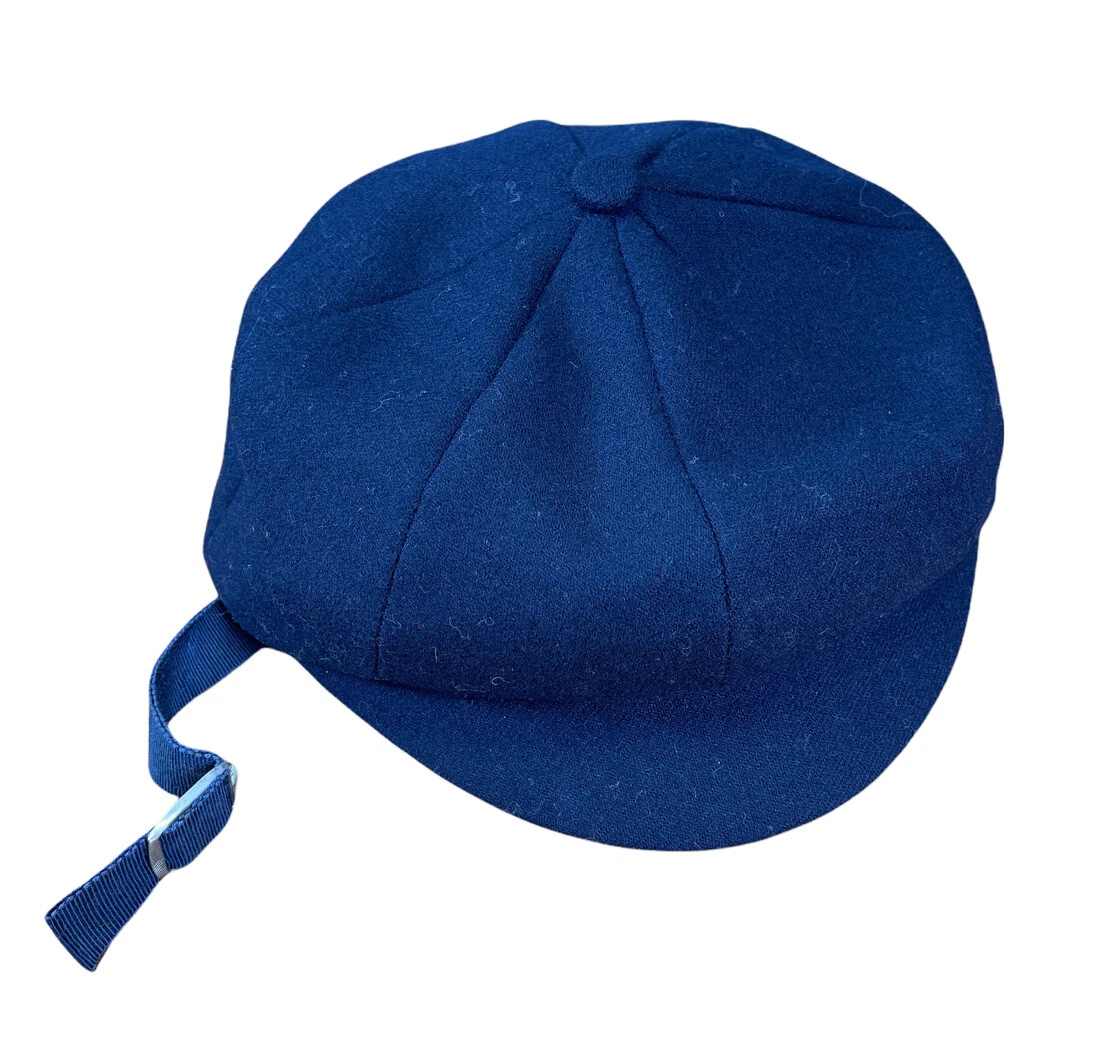 PEKETT The English Eton Child Newsboy Hat 100% Wool Blue Silk Lining With Strap