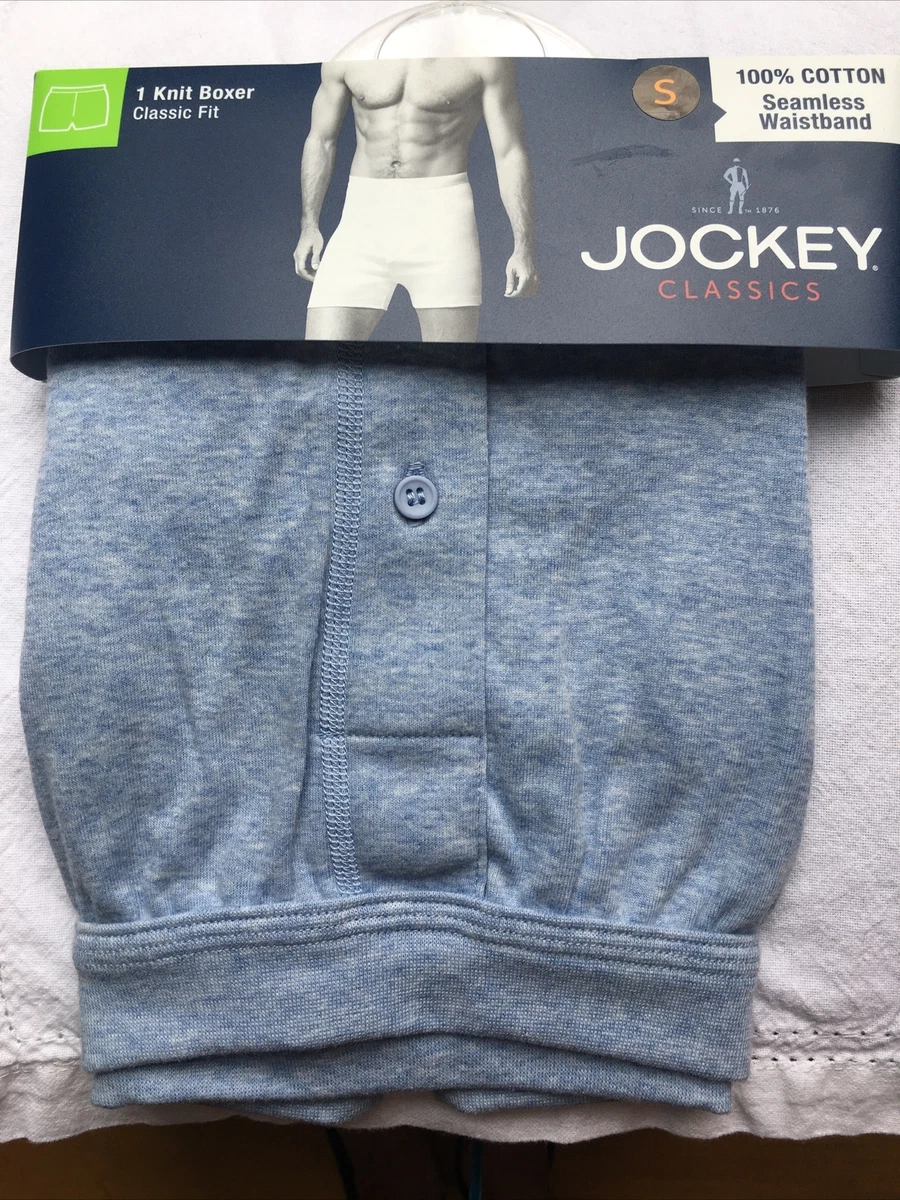 Jockey Classics Knit Boxers Mens Underwear 100% Cotton Sz SMALL Blue  Seamless