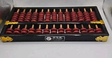 🧮 Antique Asian Chinese Wooden Lotus Flower Abacus 13 Rods 91 Beads