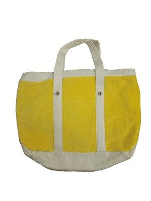 Lacoste Angel Yellow/White Tote Terry Cloth Cotton Beach Shoulder