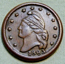 1863 Patriotic Civil War Token -  French Liberty Head / New York - Lot 264