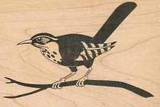 Bird On Branch 2 3/4 x 3 3/4" Rubber Stamp, Bird Stamp, Bird on Branch Stamp