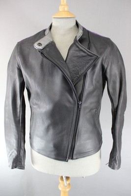 KLASSISCHE SCHWARZ, SILBER, LILA UND GRÜN LEDER RETRO STIL BIKER JACKE 38 INCH