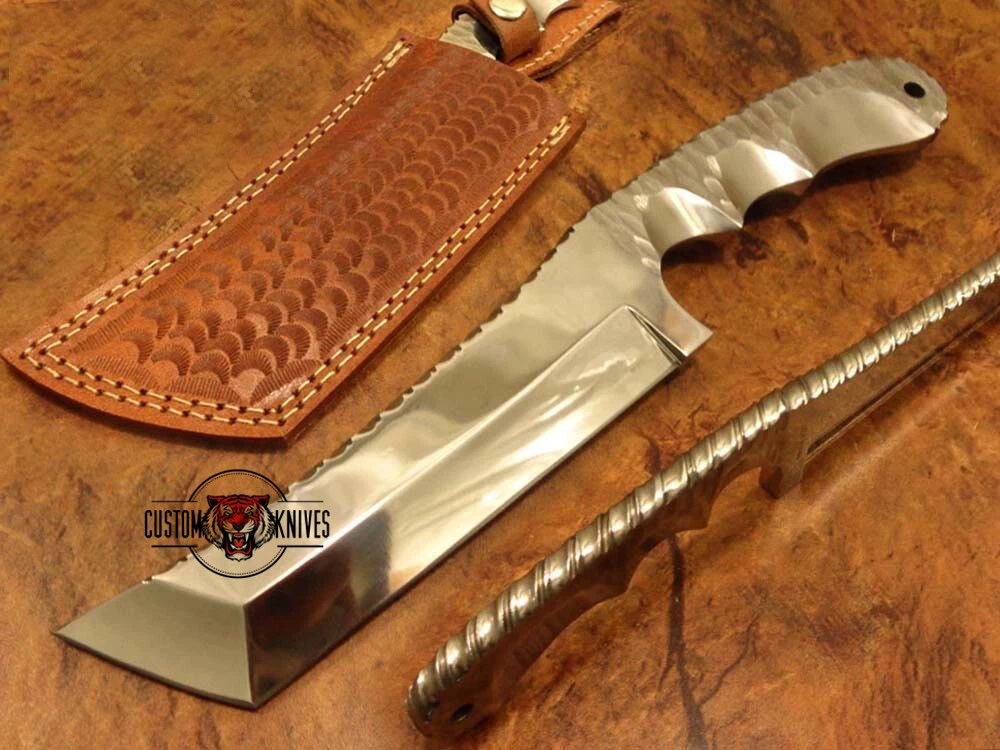 CUSTOM HANDMADE HIGH CARBON STEEL FULL TANG TANTO TACTICAL, SURVIVAL BOWIE KNIFE