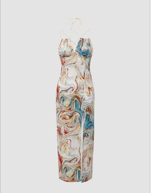 BRAND NEW Oil Painting Slit Midi Dress from Cider UK Small/Size 8