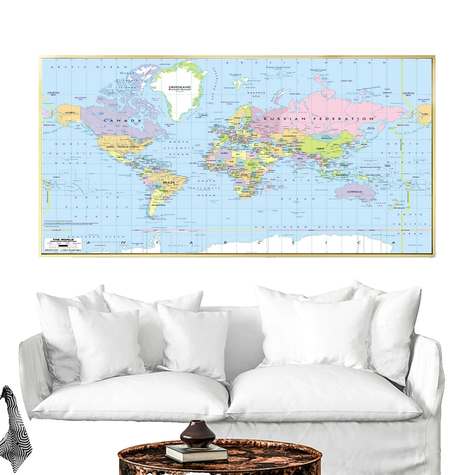 Art Deco World Map Home Décor Giclees & Iris Prints