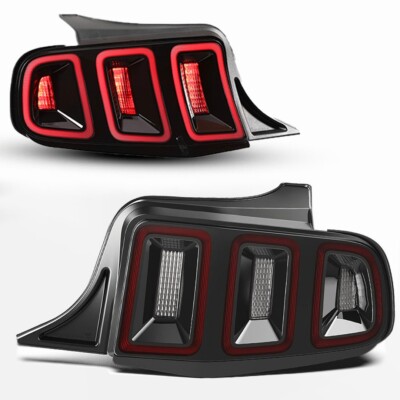 LED Tail Lights For 2010-2014 Ford Mustang Red Lens Sequential Signal Lamps Pair