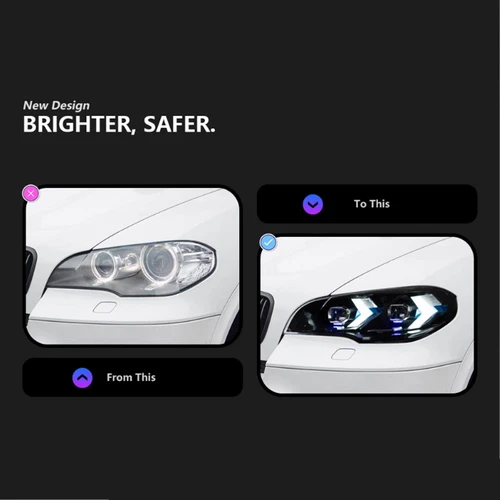 For BMW X5 E70 07-08 09 10 2013 Headlights Upgrade DRL LED Projector Headlamp 2x - Picture 8 of 10