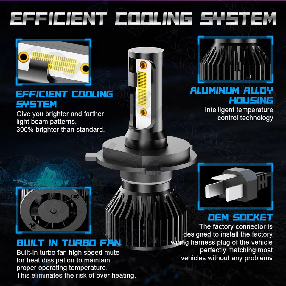 2PCS for Geo Metro 1989-1997 4x6'' inch LED Headlights Sealed High Low Beam DOT Foto 3 de 4