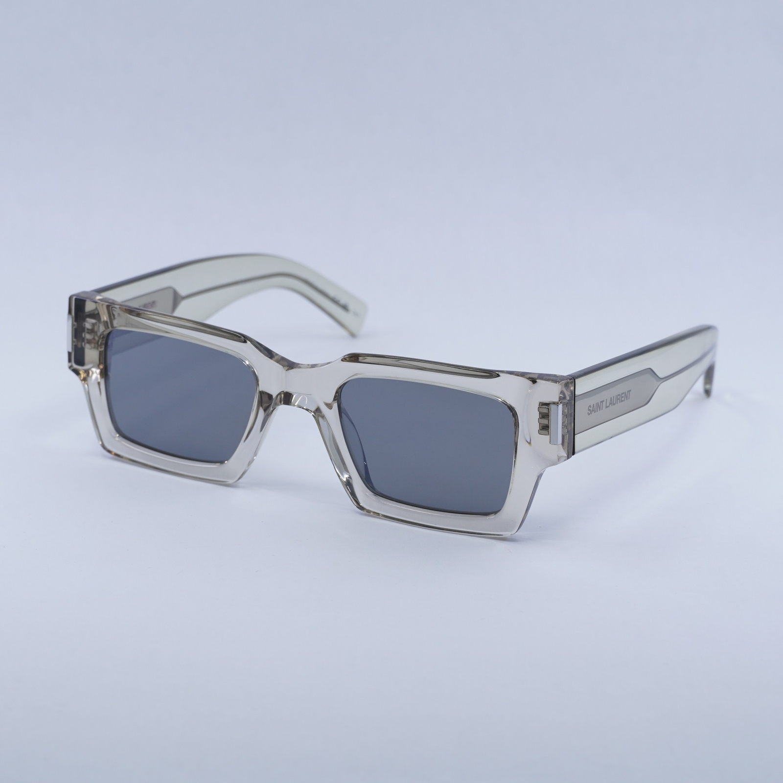 Nuovo SAINT LAURENT SL572 003 Beige Cristallo Grigio con Specchio Argento 50 22 145 S...